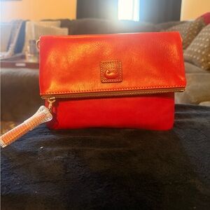 Red Dooney and Bourke Florentine Foldover Zip Crossbody